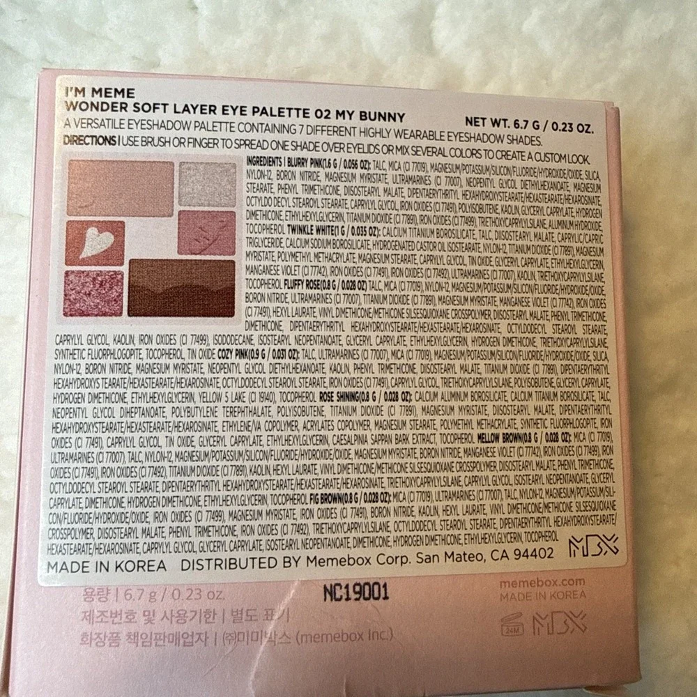 I'm Meme Wonder Soft Layer Eyeshadow Palette Color My Bunny Korean Skin Care NEW